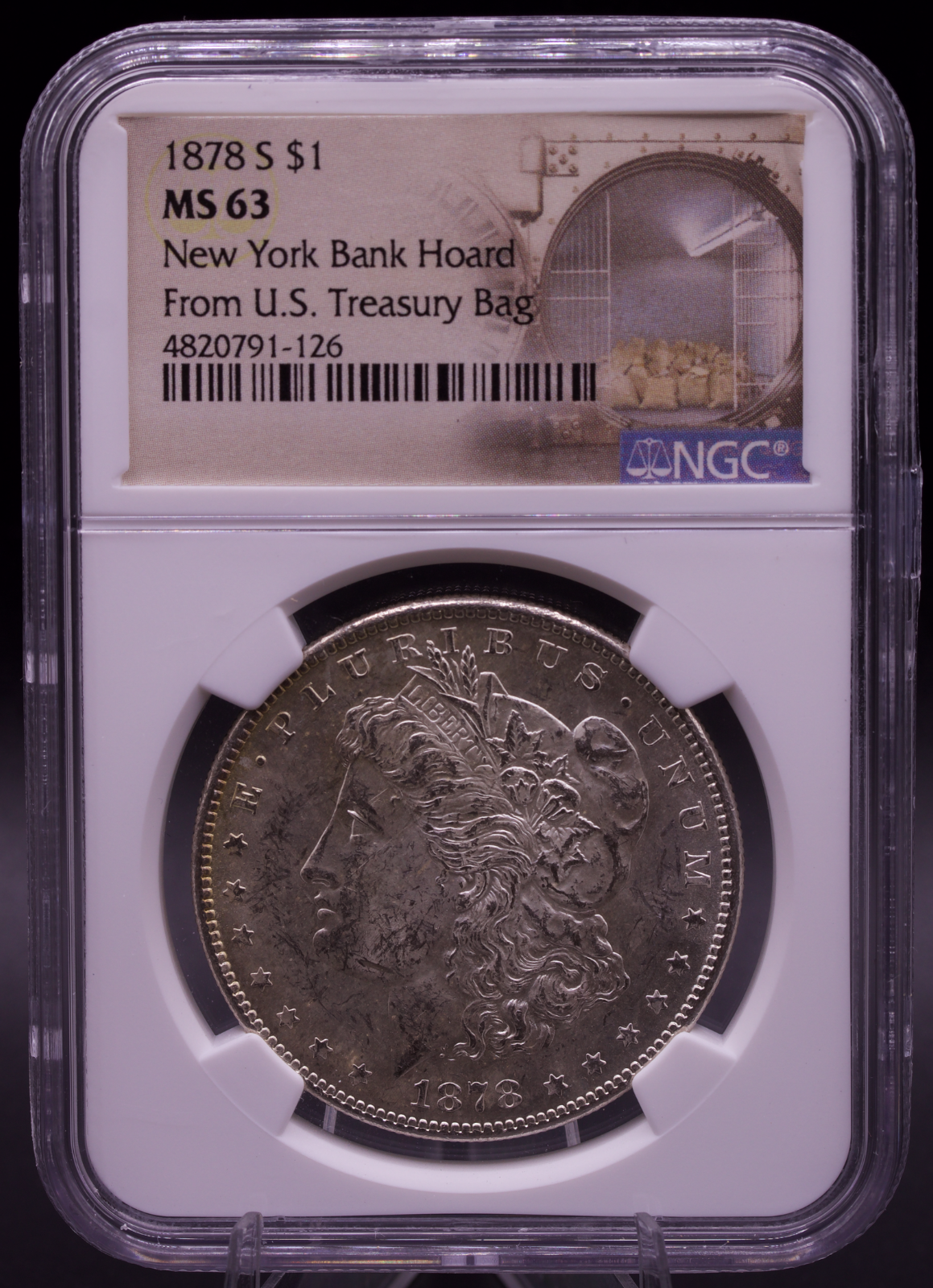 1878-S Morgan Silver Dollar NGC MS63 New York Bank Hoard Treasury Bag