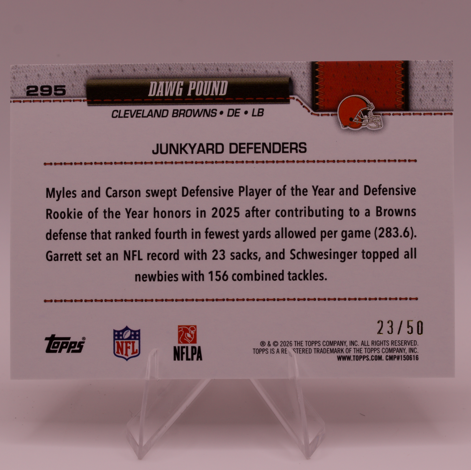2026 Topps Flagship Dawg Pound Gold /50 Cleveland Browns Myles Garrett