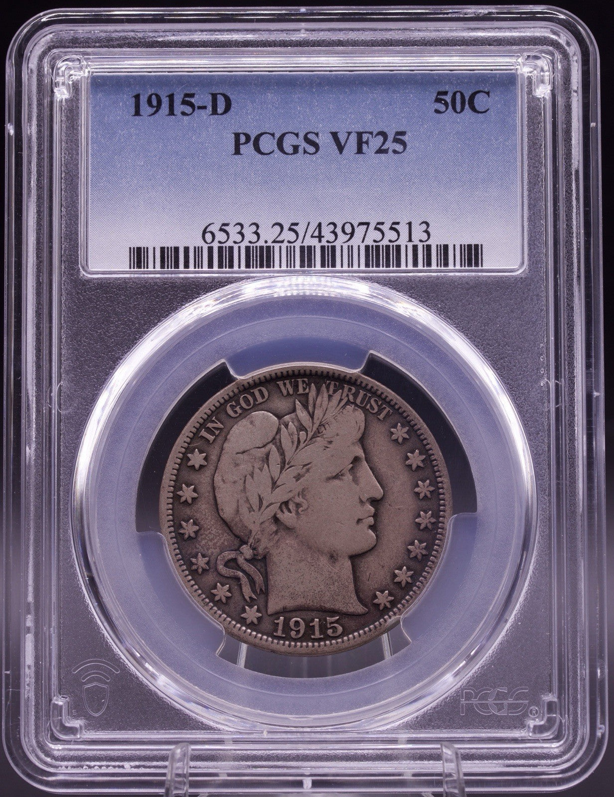 1915-D Barber Half Dollar PCGS VF25 Semi-Key Denver Mint - Rare Silver Coin