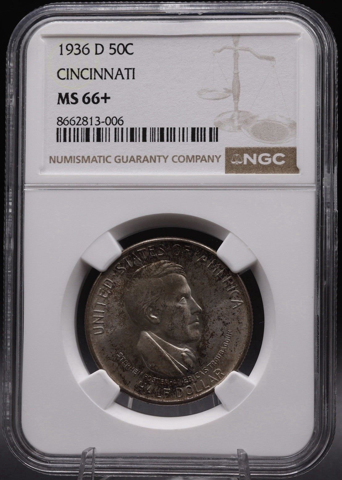 1936-D Cincinnati Musical Center Silver Commemorative Half Dollar NGC MS66+