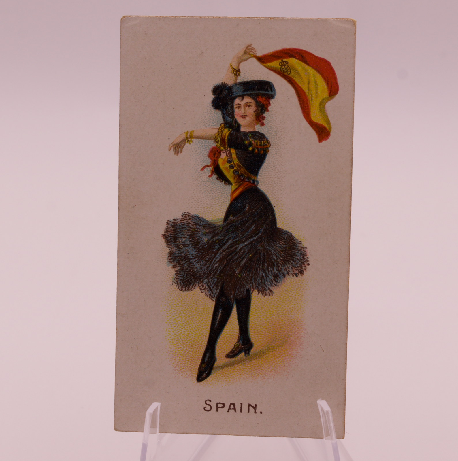 1908 Wills Flag Girls of All Nations #16 SPAIN Capstan Navy Cut Tobacco Card