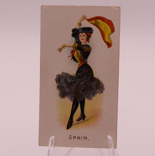 1908 Wills Flag Girls of All Nations #16 SPAIN Capstan Navy Cut Tobacco Card