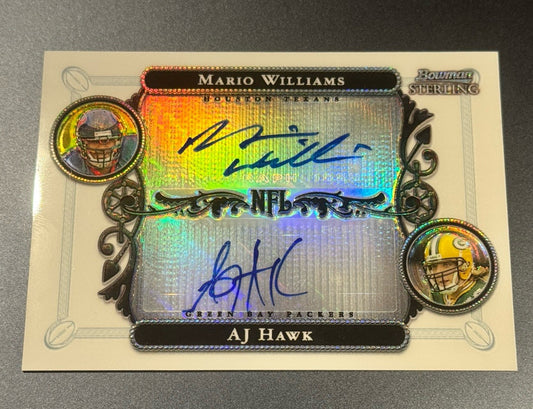 2006 Bowman Sterling Dual Auto /300 AJ Hawk & Mario Williams RC • Refractor SSP