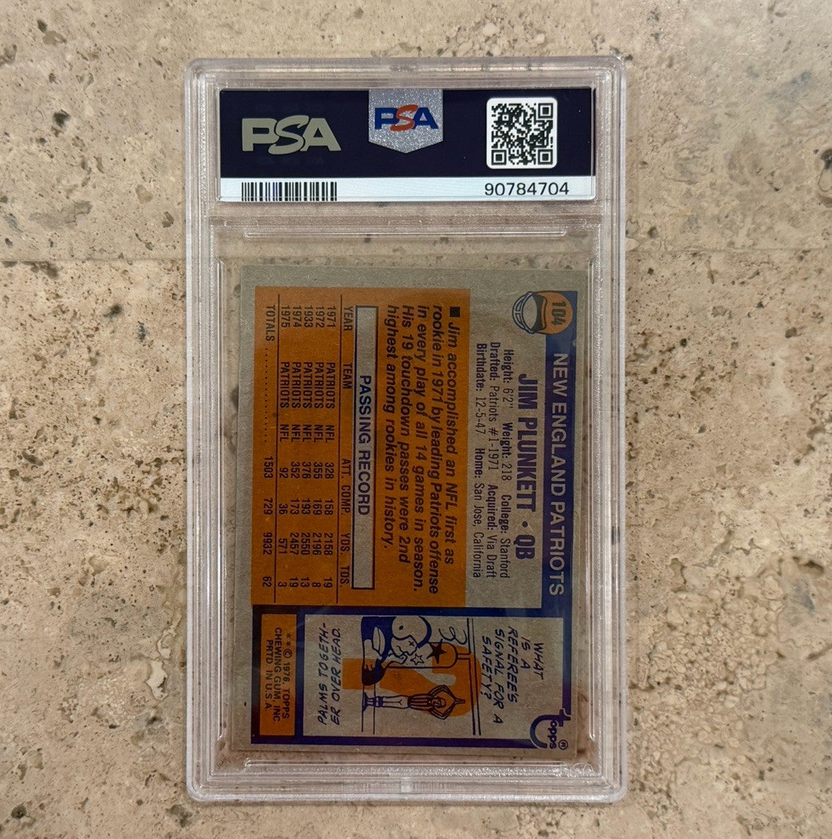 1976 Topps #104 Jim Plunkett PSA 8 NM-MT New England Patriots Vintage Football