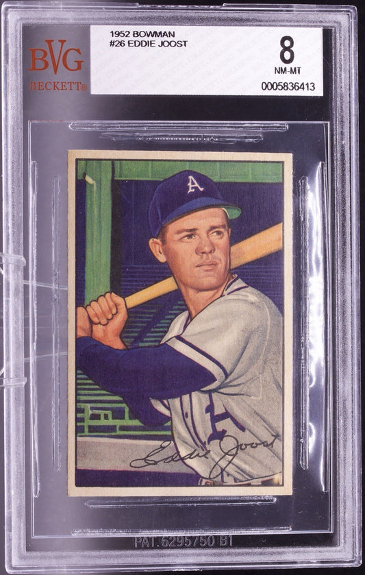 1952 Bowman BB Card # 26 Eddie Joost Philadelphia Athletics PSA 8 NM-MT