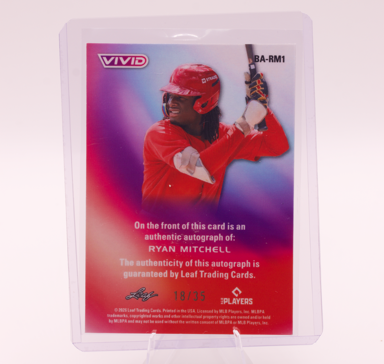 2026 Leaf Vivid Ryan Mitchell Auto /35 BA-RM1 Cardinals 2nd Round Pick Card