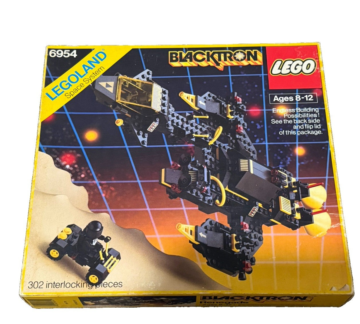 Vintage 1987 LEGO LEGOLAND Space Blacktron Renegade #6954 Open Box Sealed Bags