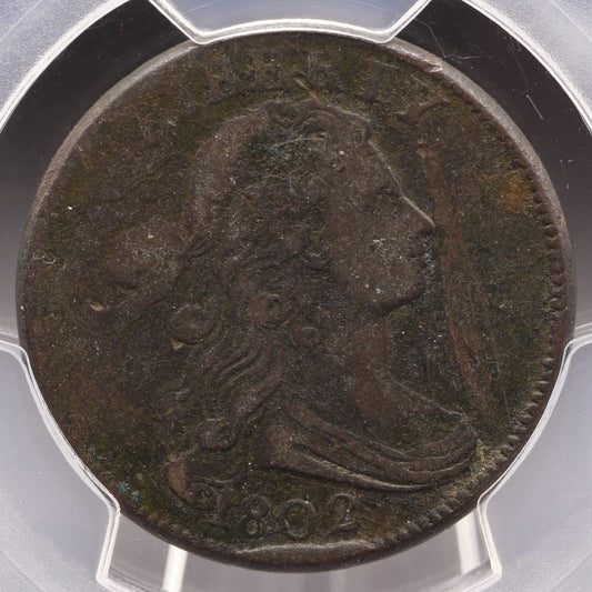 1802 Draped Bust Large Cent PCGS VF Detail Corrosion Early Copper Penny 1C Coin