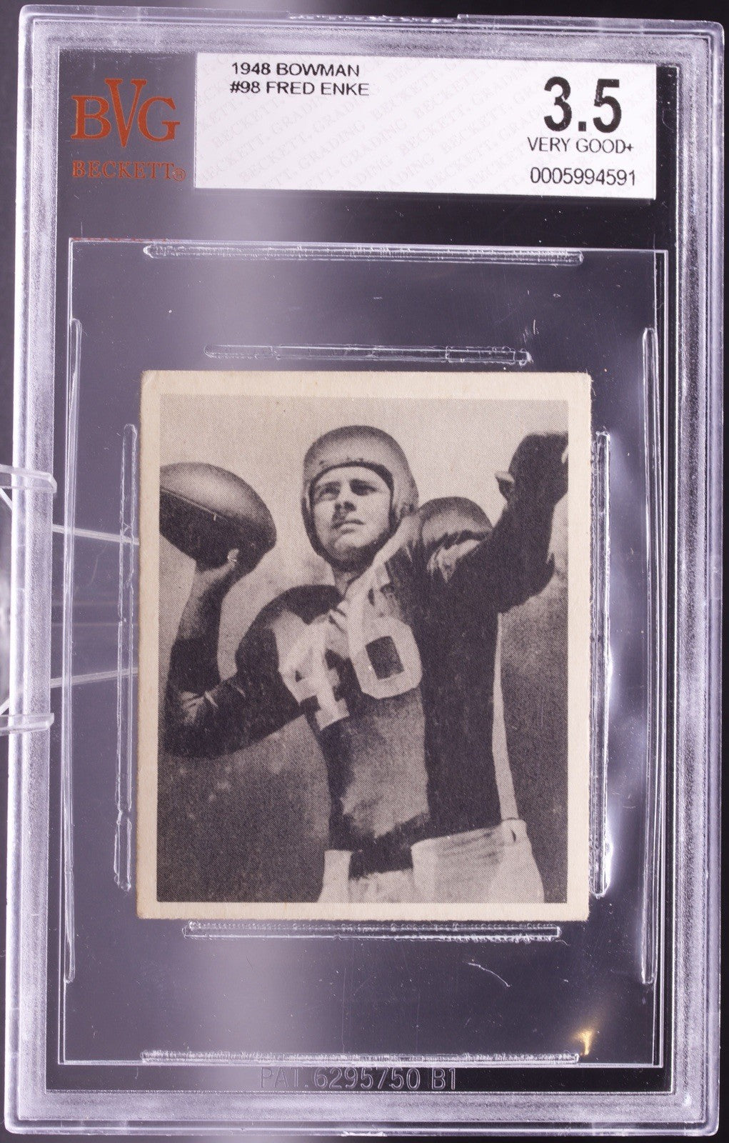 1948 Bowman Football #98 Fred Enke Rookie RC BVG 3.5 VG+ Detroit Lions