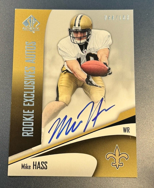2006 SP Authentic Mike Hass Rookie Auto /100 Saints WR • Clean Bold Ink
