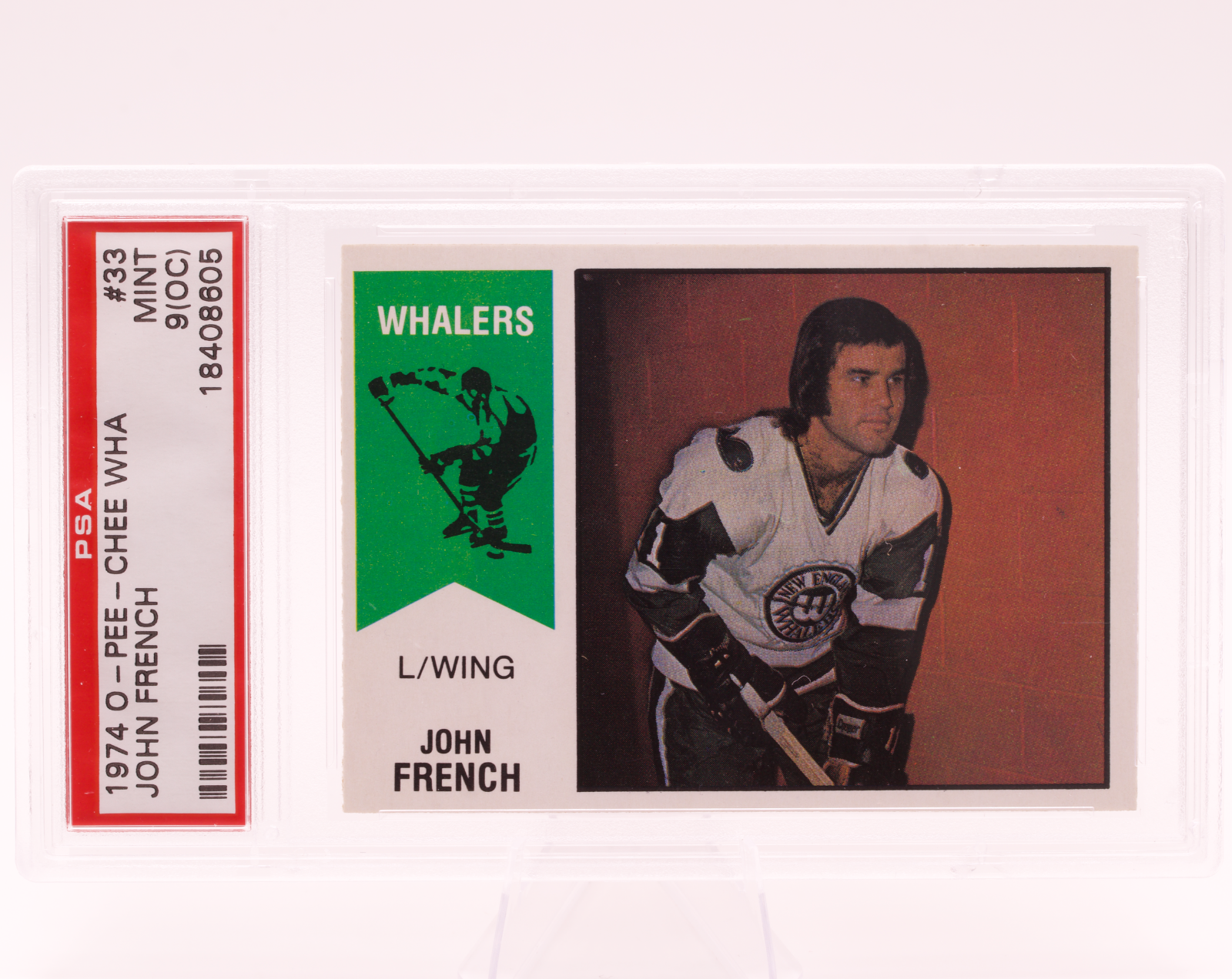 1974 O-Pee-Chee WHA John French #33 PSA 9 (OC) MINT New England Whalers Hockey