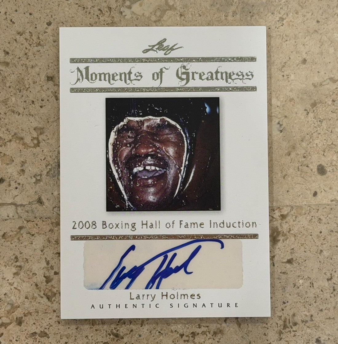 2011 Leaf Moments of Greatness Larry Holmes Auto 10/10 MG-18 Boxing HOF Champ