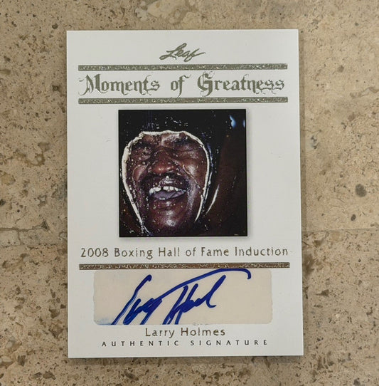 2011 Leaf Moments of Greatness Larry Holmes Auto 10/10 MG-18 Boxing HOF Champ