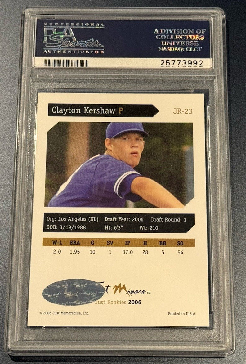 🔥 2006 Just Rookies Clayton Kershaw Auto Silver PSA 10 GEM MT • Early Prospect