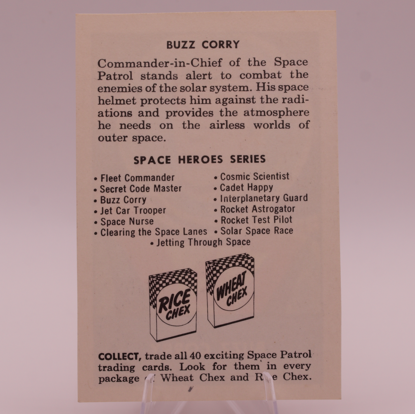1953 Ralston Purina Space Patrol Buzz Corry F280-3 Chex Cereal Card Space Hero