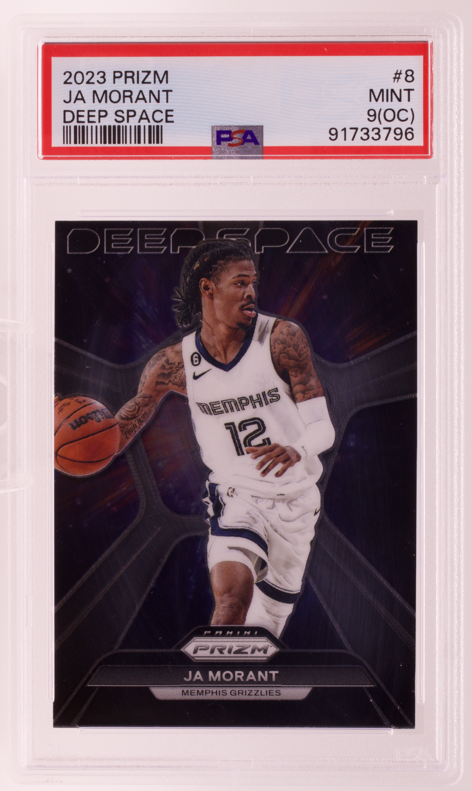 2023-24 Panini Prizm Ja Morant #8 Deep Space PSA 9 OC Memphis Grizzlies Insert
