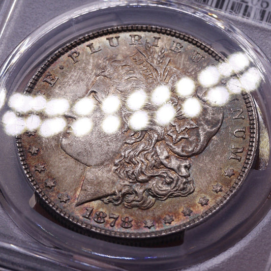 1878 $1 Morgan Dollar PCGS MS62 7TF Reverse of 78 Key Variety Toned