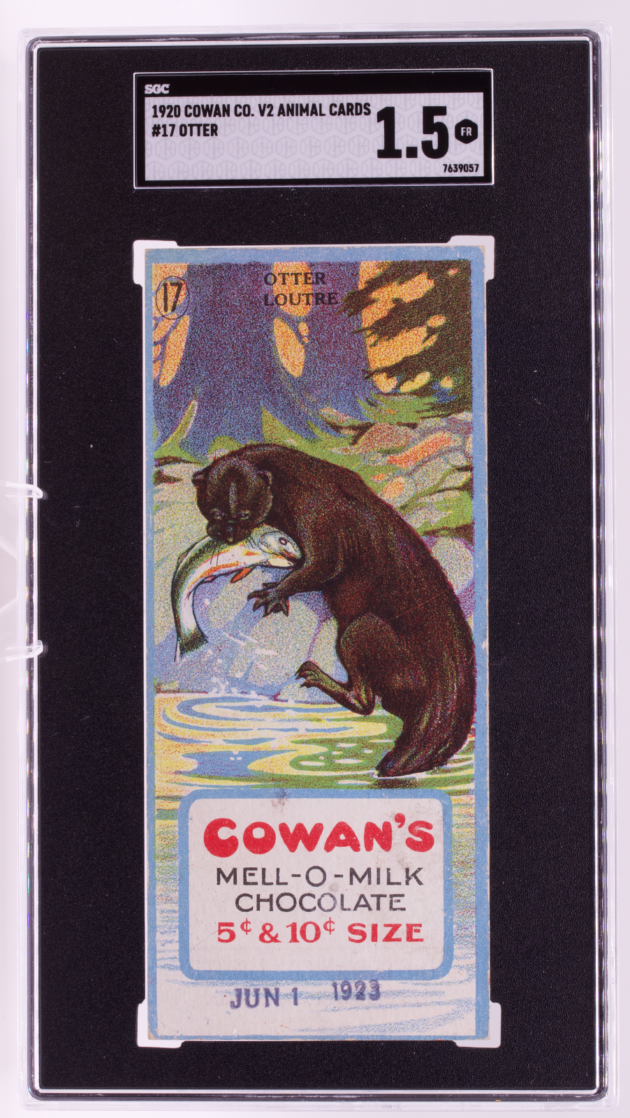 1920 Cowan Co V2 Animal Cards #17 Otter SGC 1.5 FR Canadian Chocolate