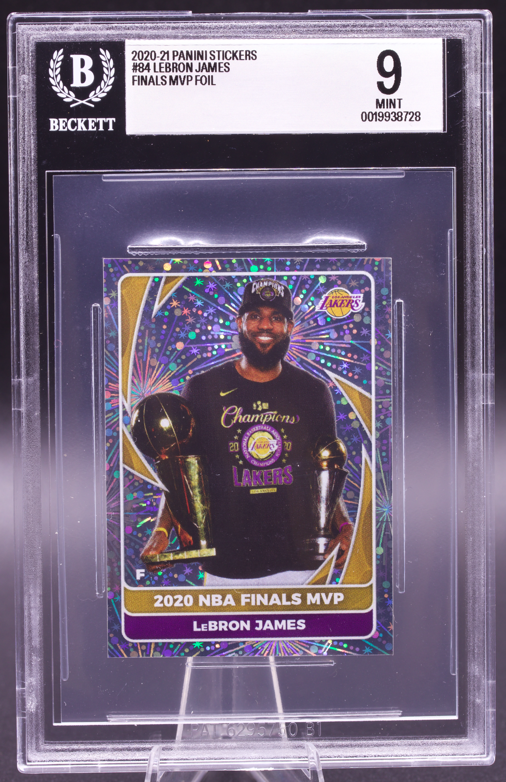 2020-21 Panini Stickers LeBron James #84 Finals MVP Foil Beckett 9 Mint Lakers