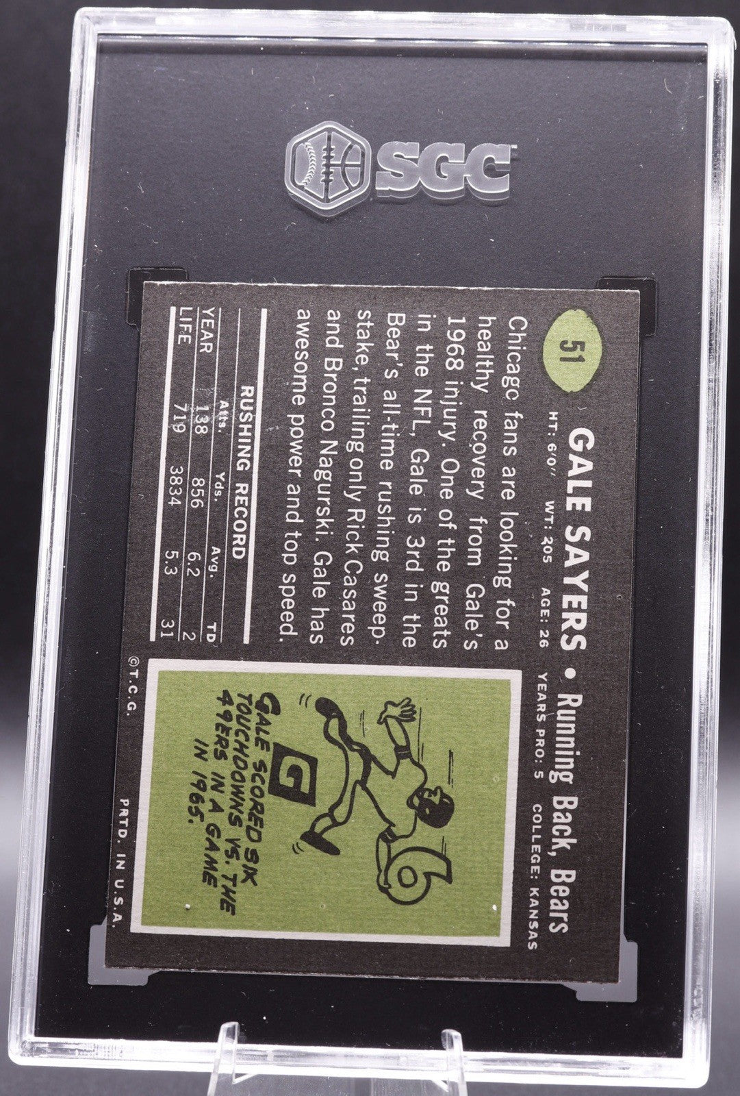 1969 Topps #51 Gale Sayers Chicago Bears HOF RB SGC 8 NM-MT Vintage Football