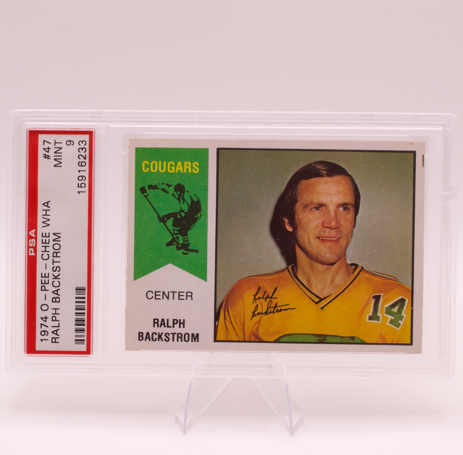 1974 O-Pee-Chee WHA Ralph Backstrom #47 PSA 9 MINT Chicago Cougars Hockey