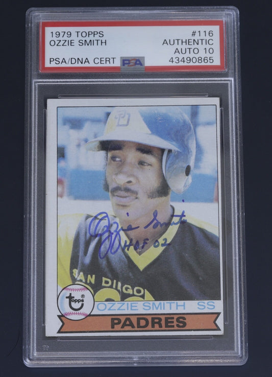 Signed 1979 Topps Ozzie Smith Rookie #116 PSA/DNA Auto 10 HOF **CLEAN**