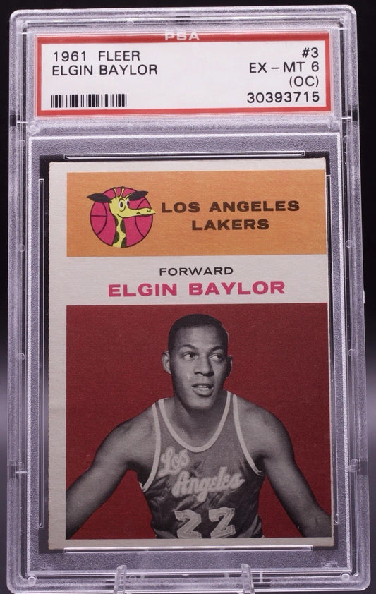 1961 Fleer #3 Elgin Baylor Lakers HOF RC PSA 6 EX-MT (OC) Vintage Basketball