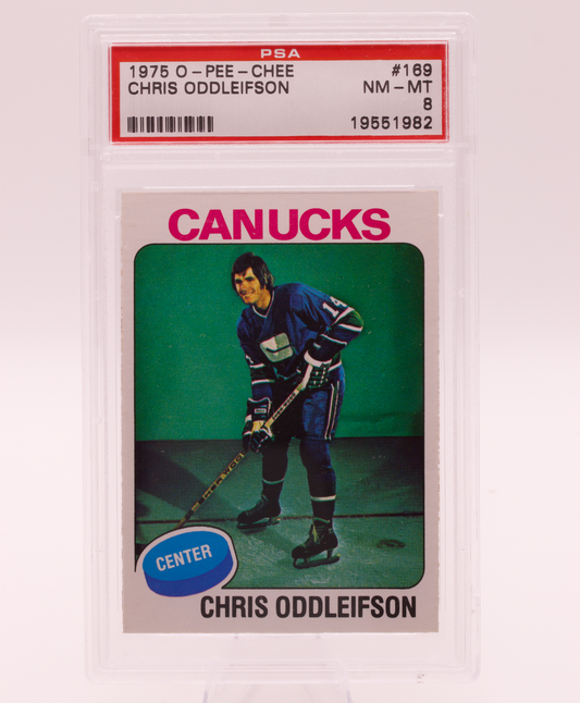 1975 O-Pee-Chee #169 Chris Oddleifson PSA 8 NM-MT Vancouver Canucks Hockey