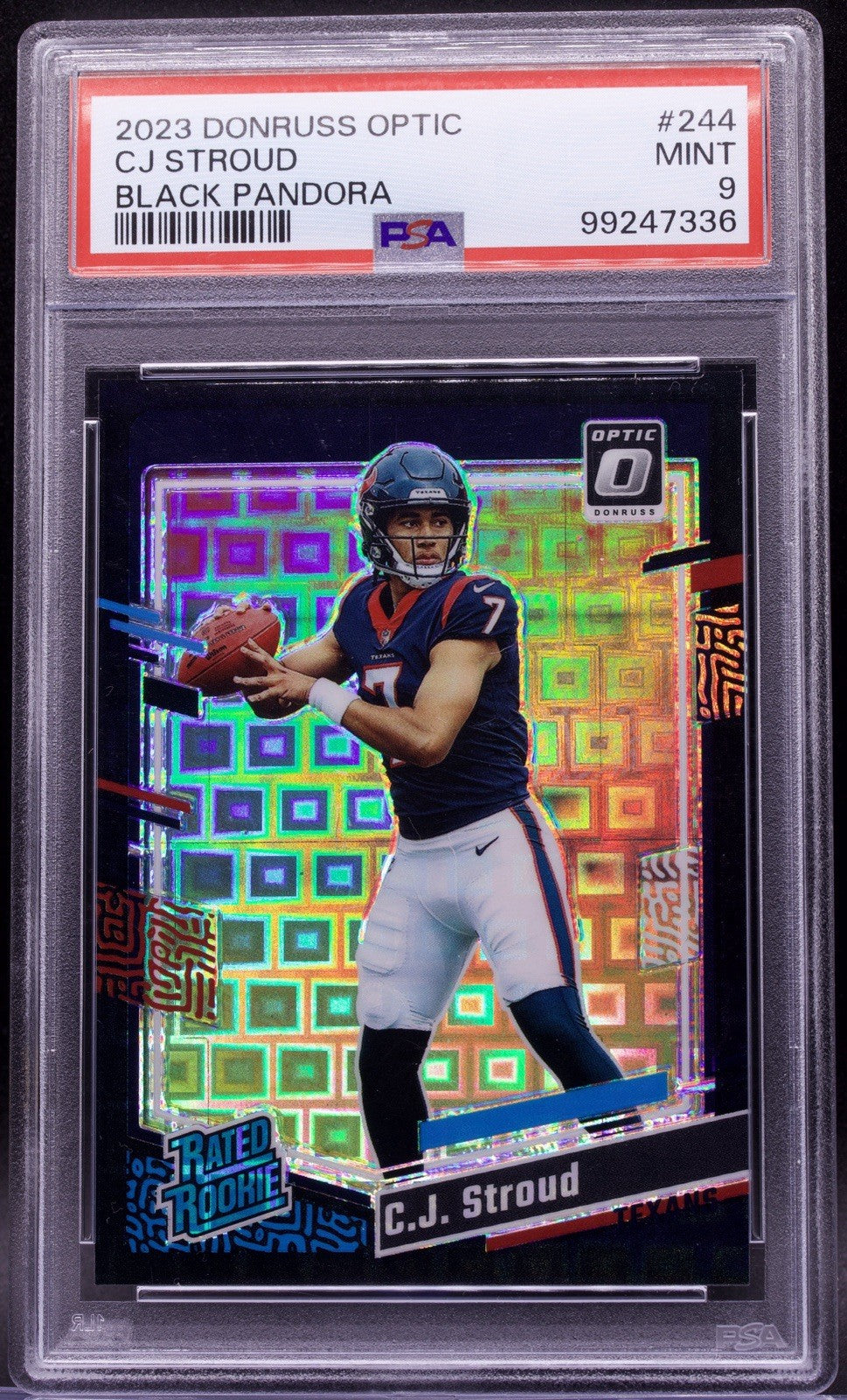 2023 Donruss Optic CJ Stroud Black Pandora Prizm Rated Rookie /25 #244 PSA 9