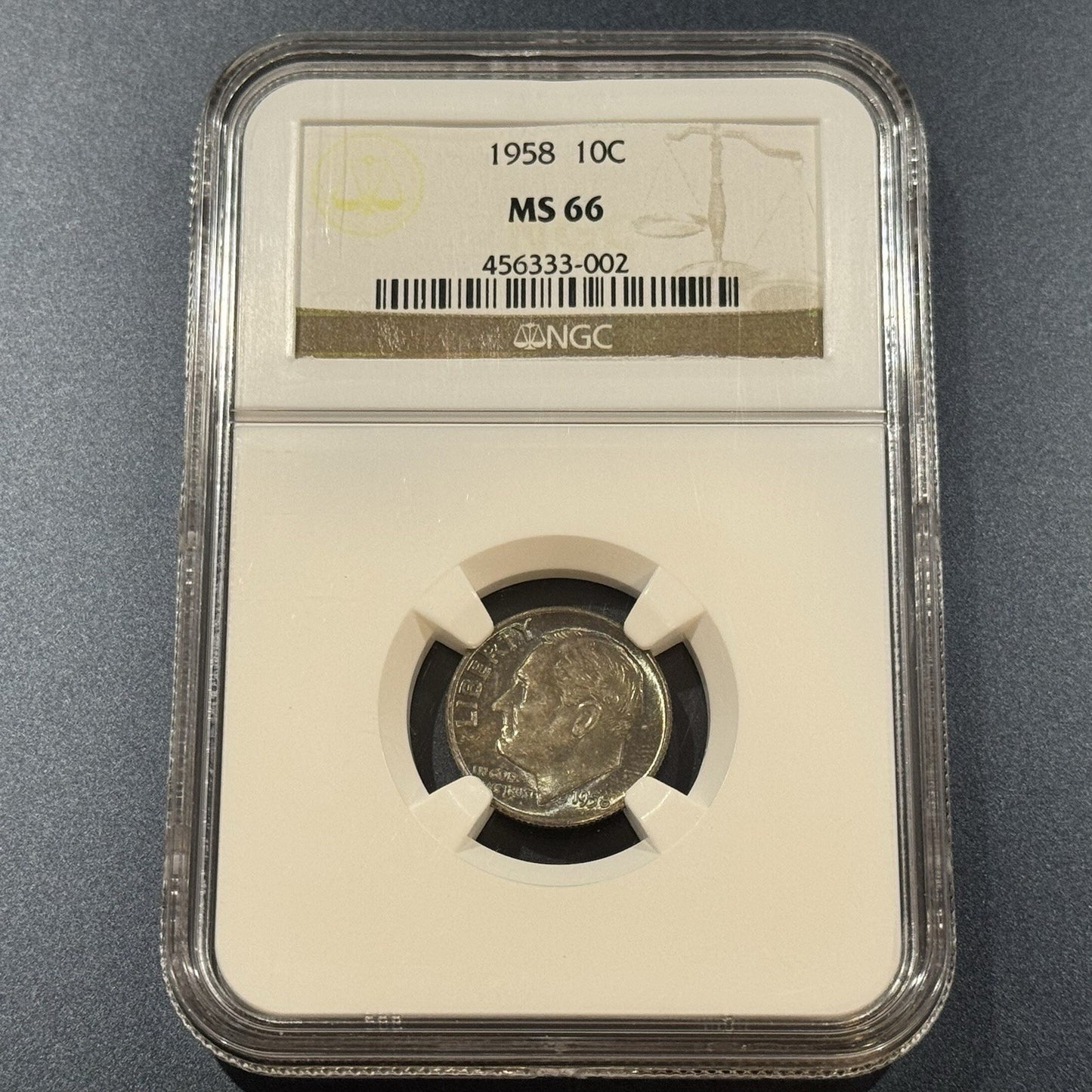 1958 Roosevelt Dime MS66 NGC • Brilliant Uncirculated • Toner