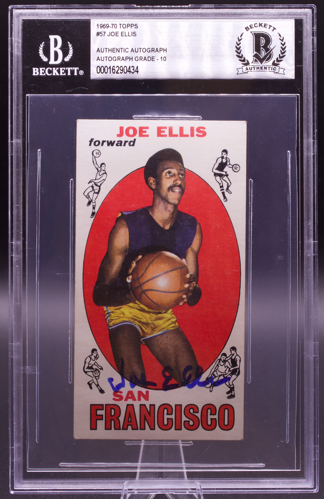 1969 Topps Joe Ellis #57 Beckett Authentic Auto 10 SF Warriors Tallboy RC