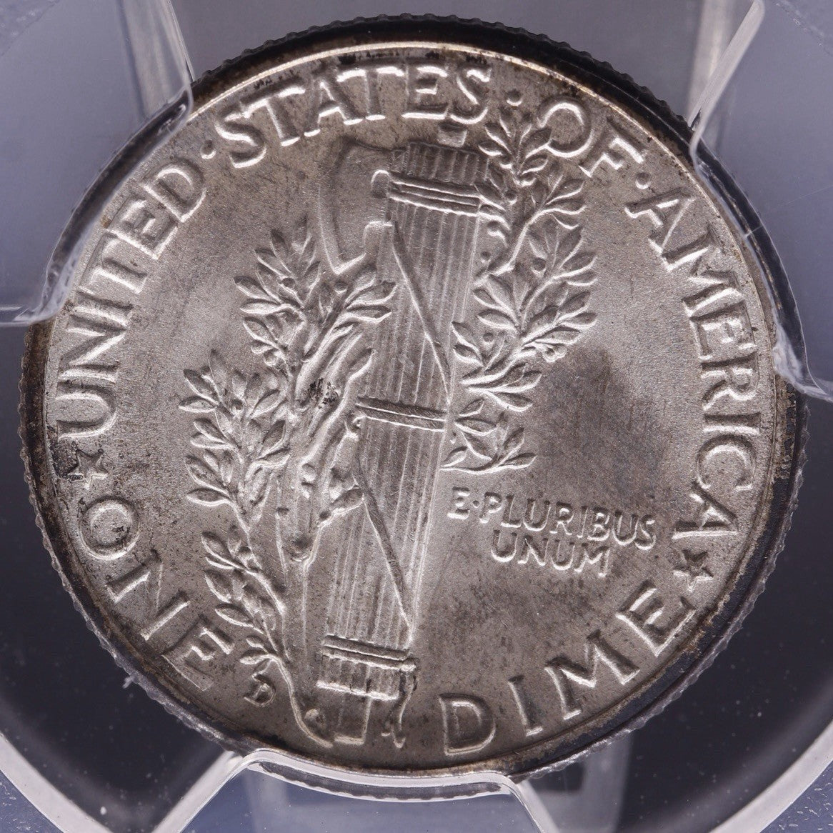 1936-D Mercury Dime PCGS MS67FB Full Bands Toned Silver Semi-Key Date Coin