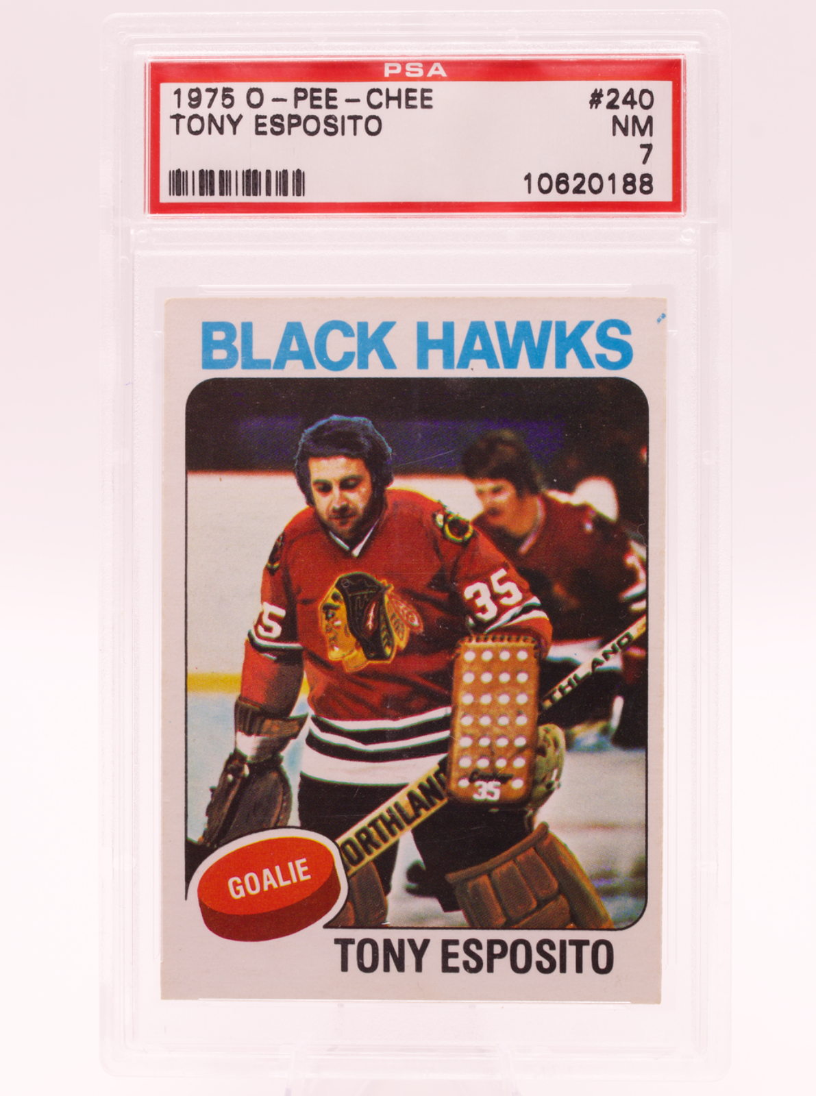 1975 O-Pee-Chee #240 Tony Esposito PSA 7 NM Chicago Black Hawks HOF Goalie