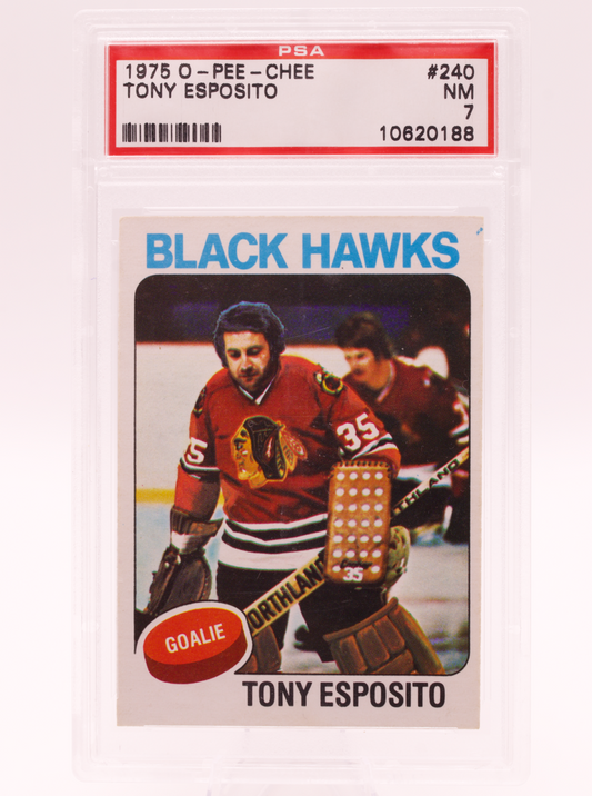 1975 O-Pee-Chee #240 Tony Esposito PSA 7 NM Chicago Black Hawks HOF Goalie