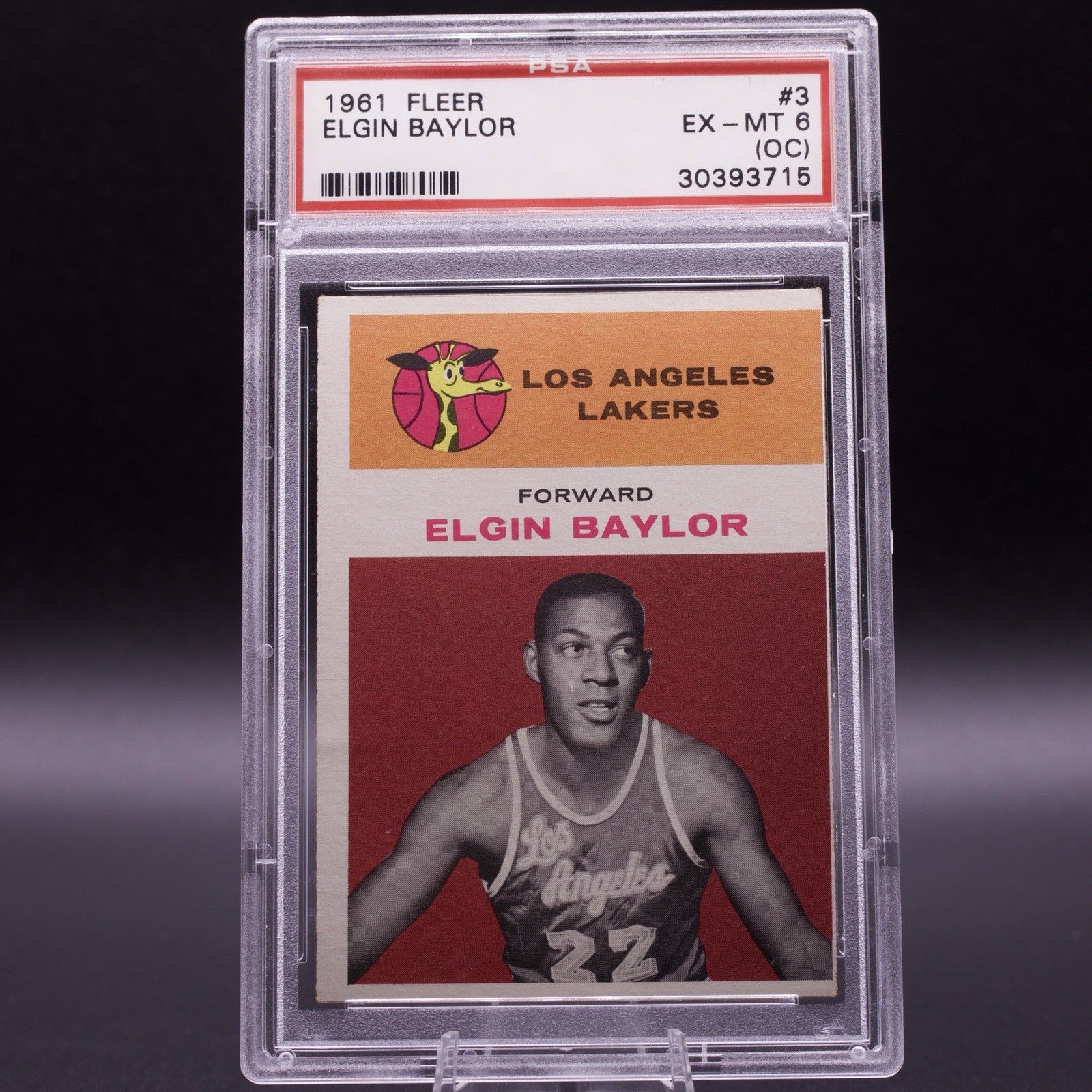 1961 Fleer #3 Elgin Baylor Lakers HOF RC PSA 6 EX-MT (OC) Vintage Basketball