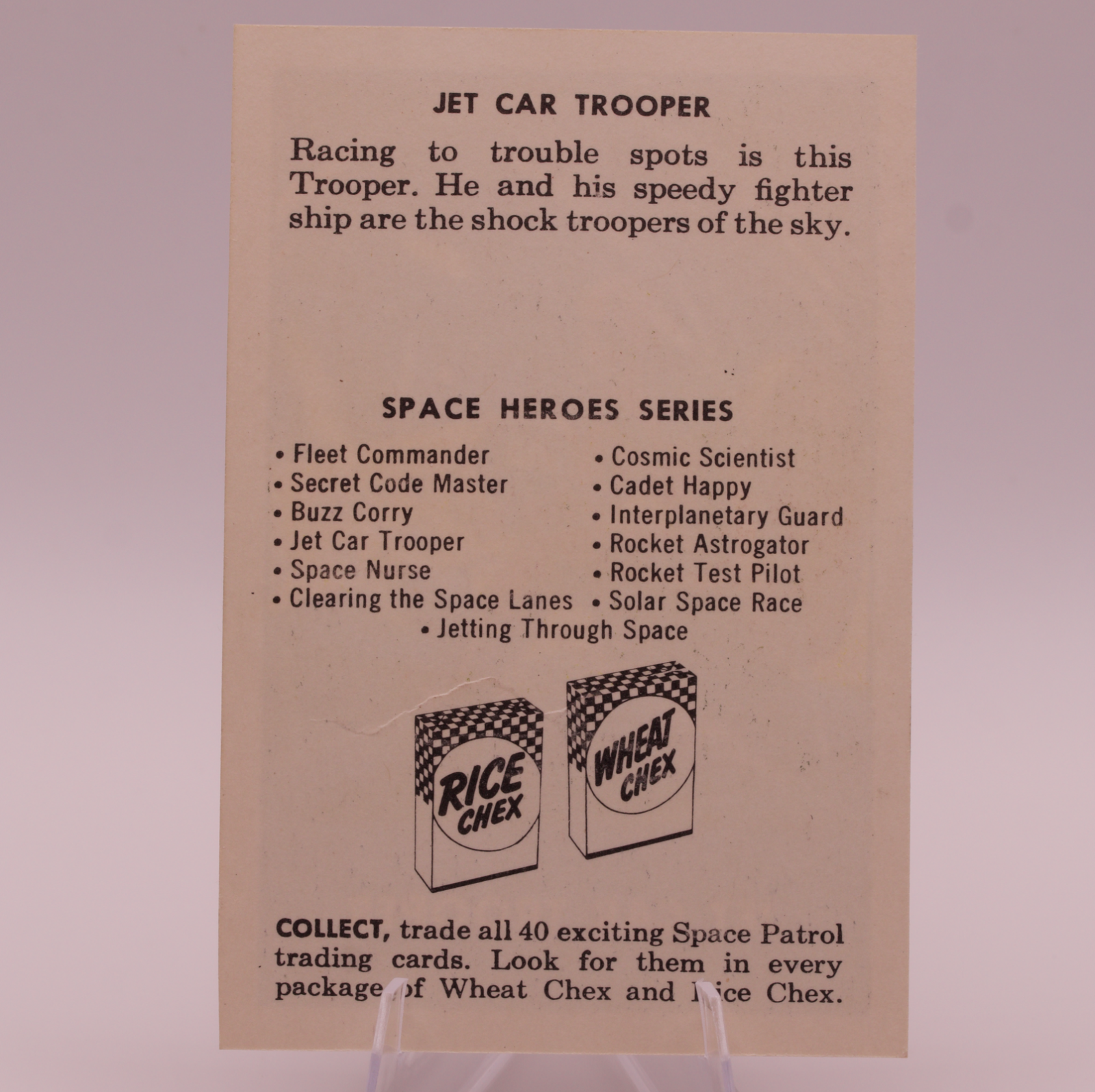 1953 Ralston Purina Space Patrol Jet Car Trooper F280-3 Chex Cereal Card Sci-Fi