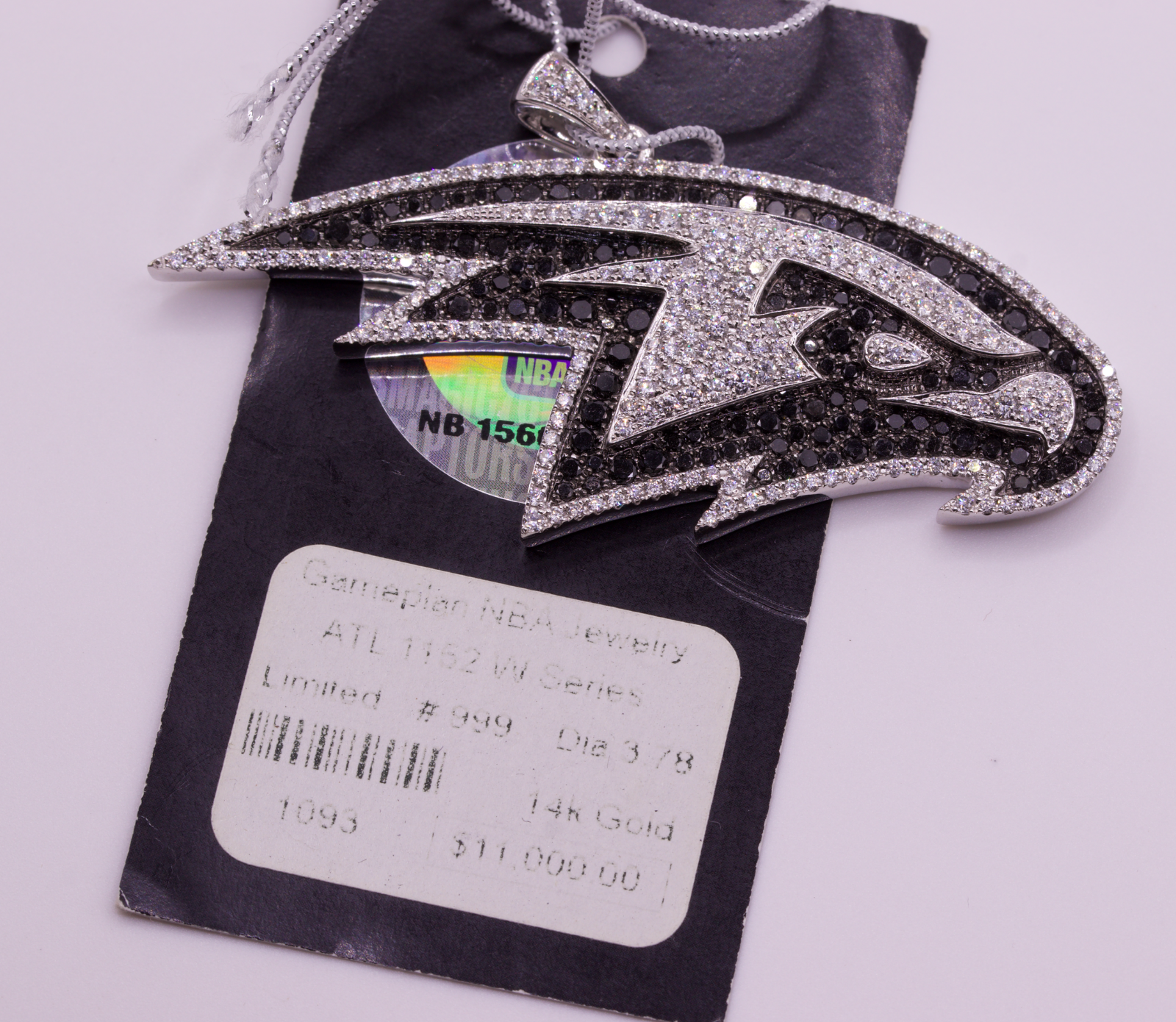 Atlanta Hawks Gameplan NBA Diamond Pendant 14K White Gold 3.78ctw
