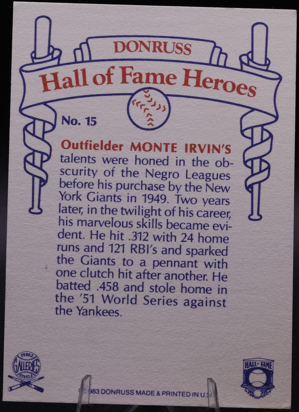1983 Donruss Monte Irvin HOF Signed Autograph #15 Negro League Star