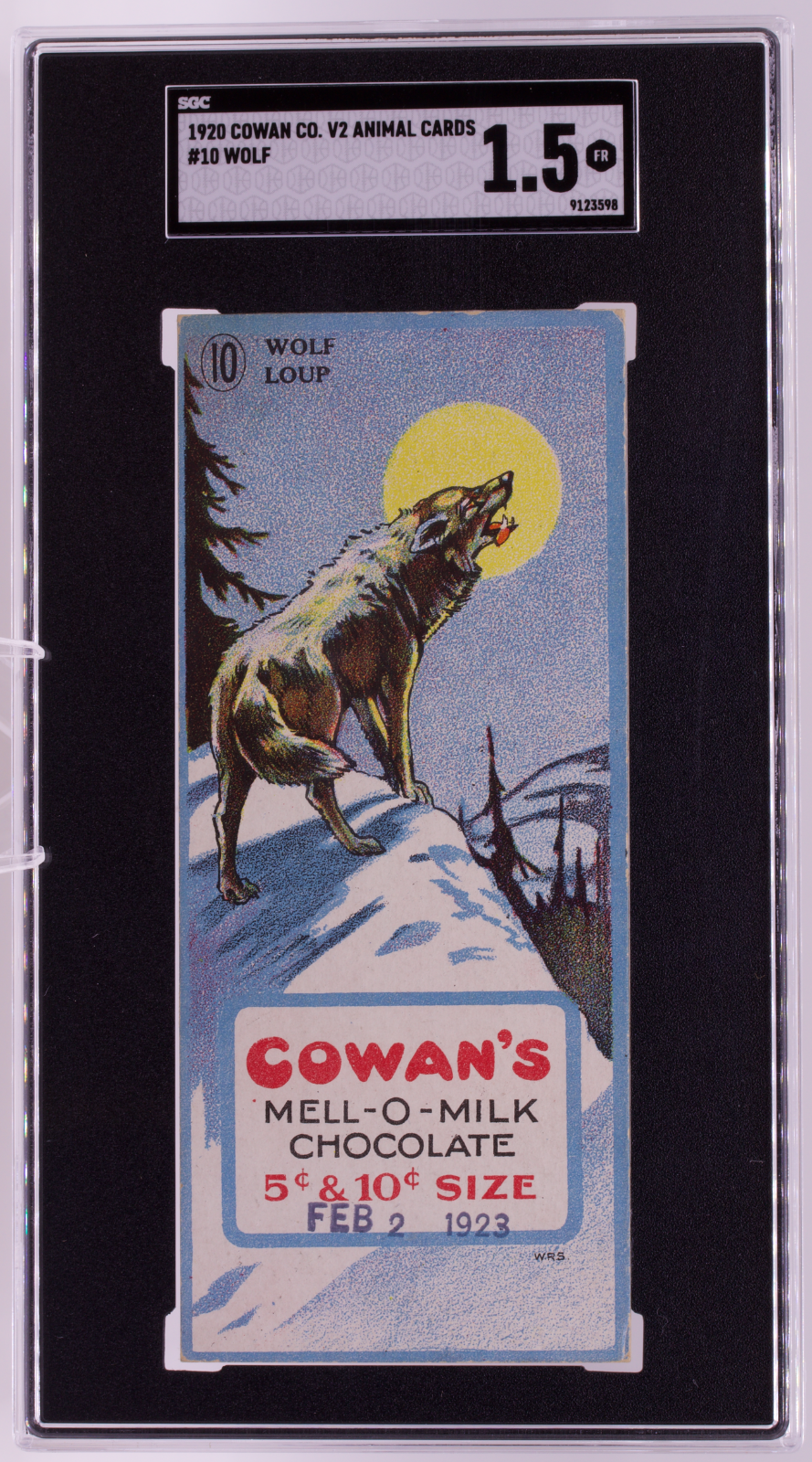 1920 Cowan Co V2 Animal Cards #10 Wolf SGC 1.5 FR Canadian Chocolate