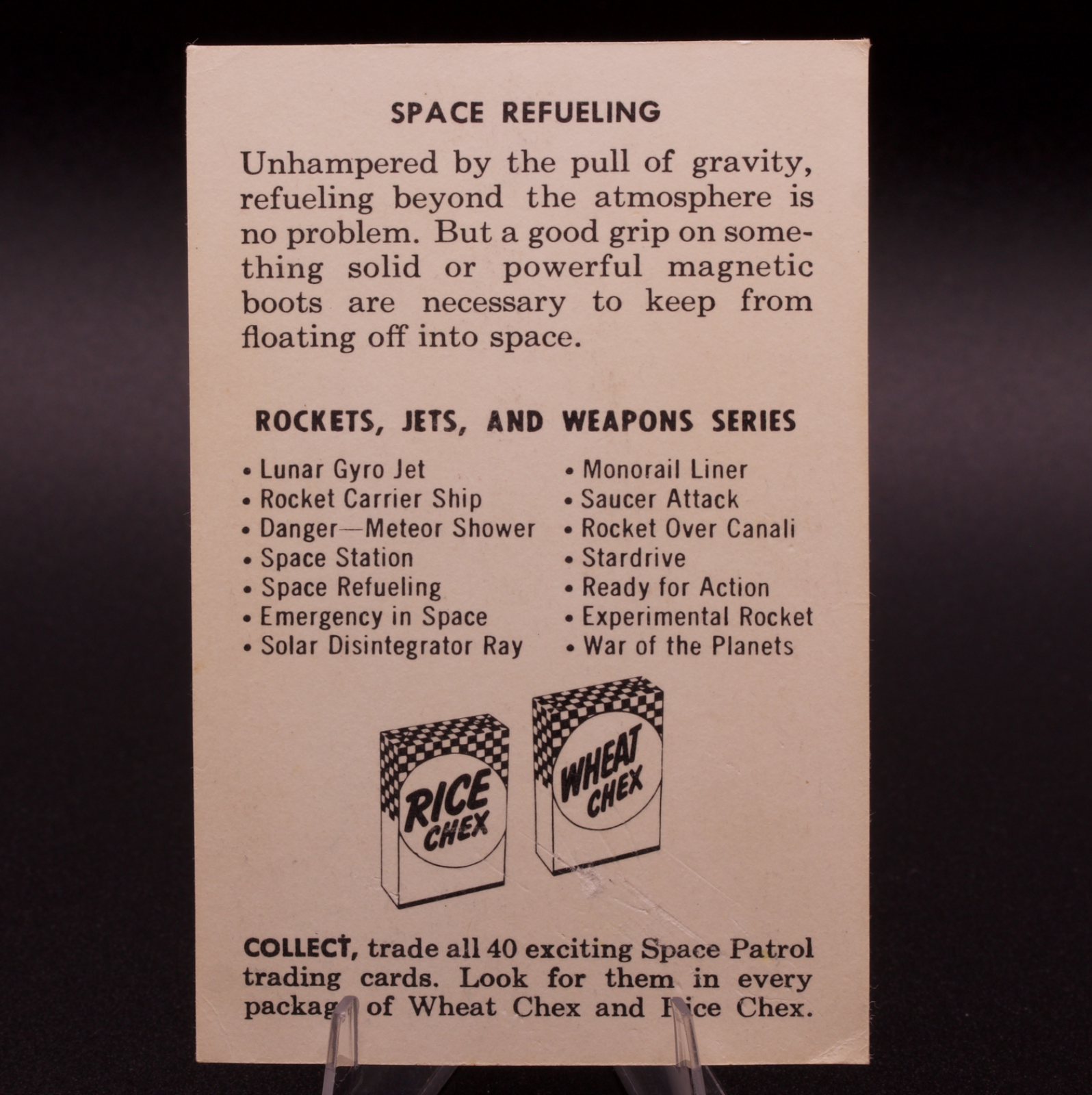 1953 Chex Cereal Space Patrol Space Refueling Rockets Jets Weapons Series Card