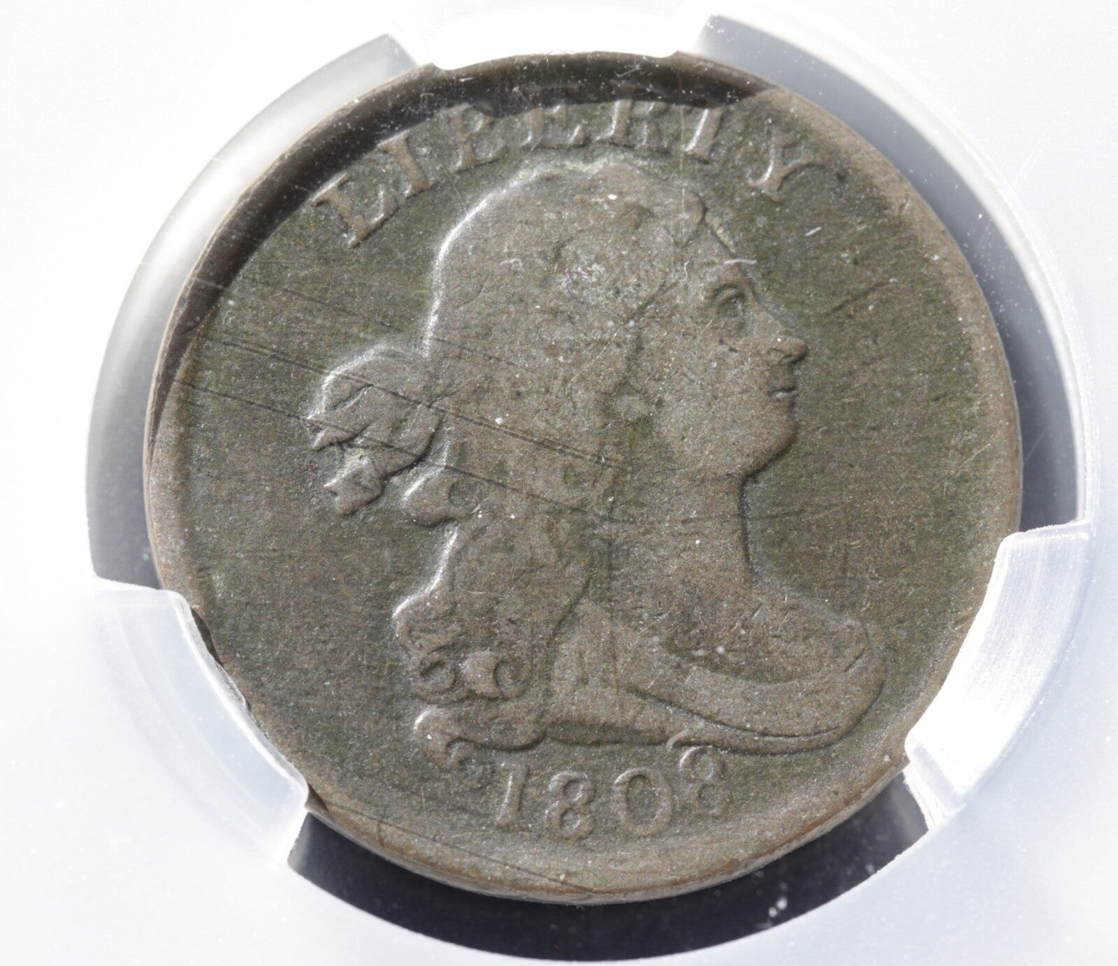 1808 Draped Bust Half Cent CAC VG Details Corrosion Early US Copper Coinage