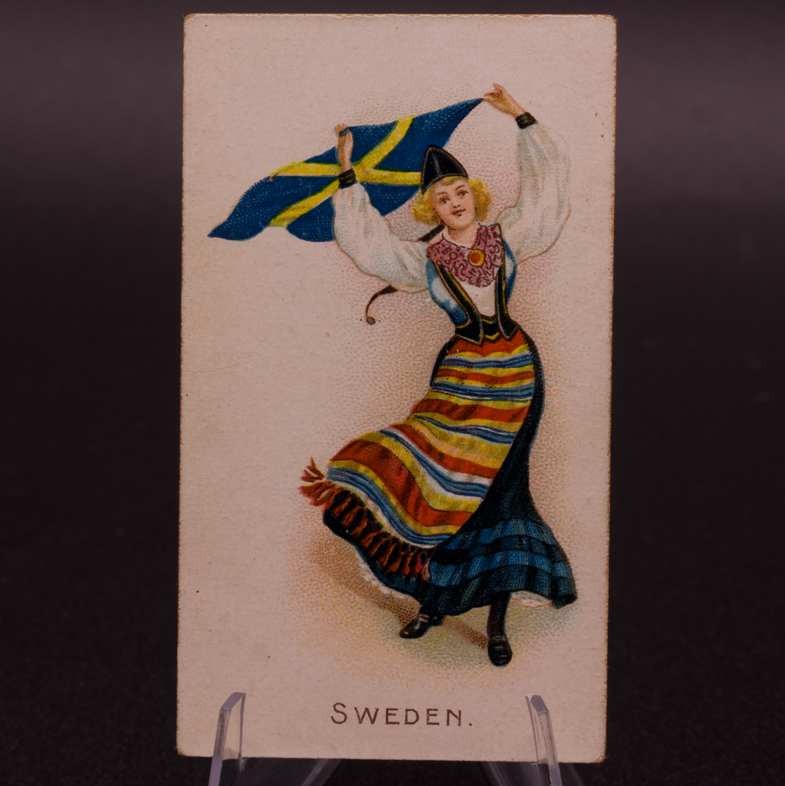 1908 Wills Flag Girls of All Nations Sweden No. 47 Capstan Navy Cut Cigarette
