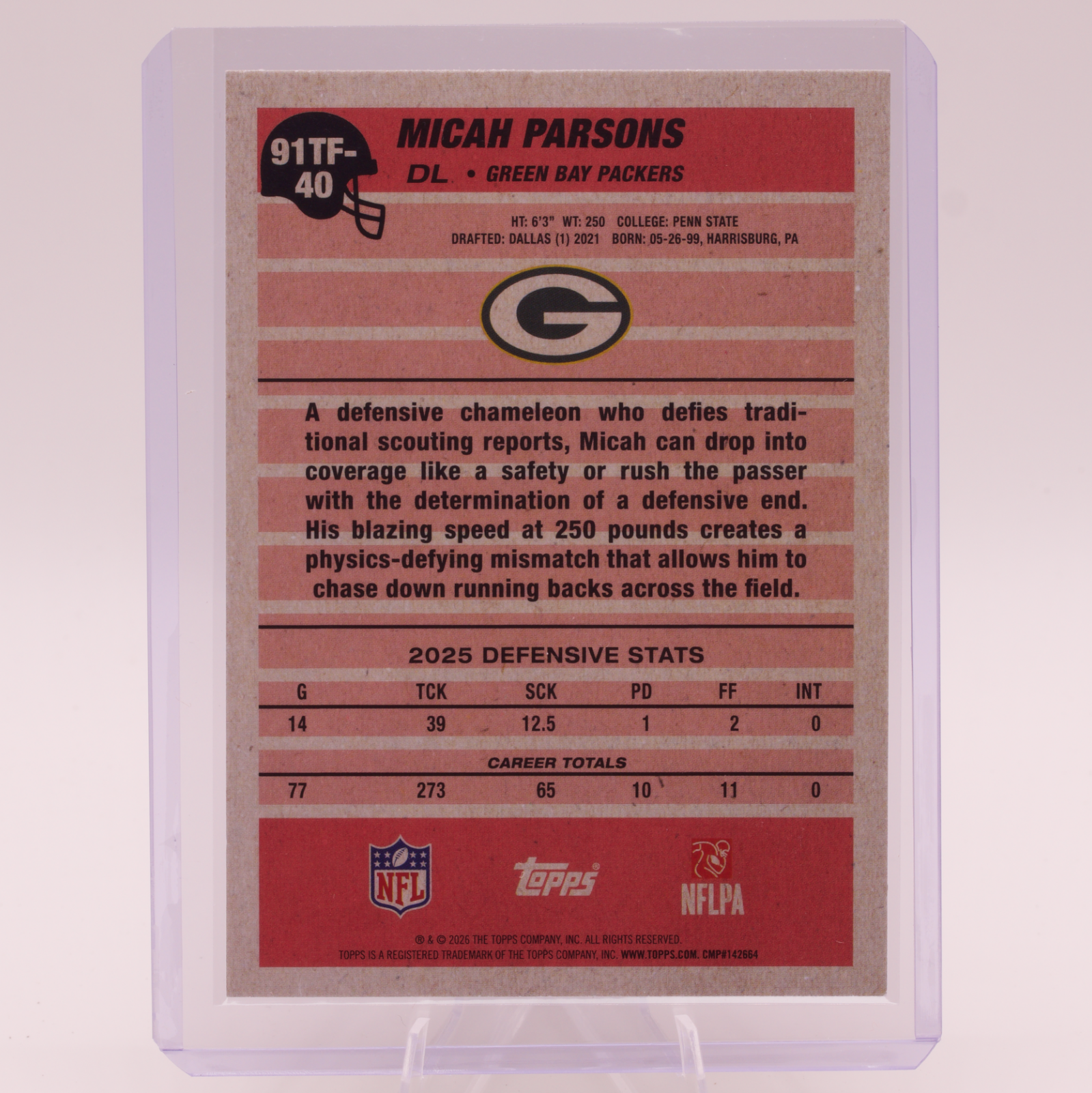 2026 Topps Micah Parsons 1991 35th Anniversary 91TF-40 Green Bay Packers Insert