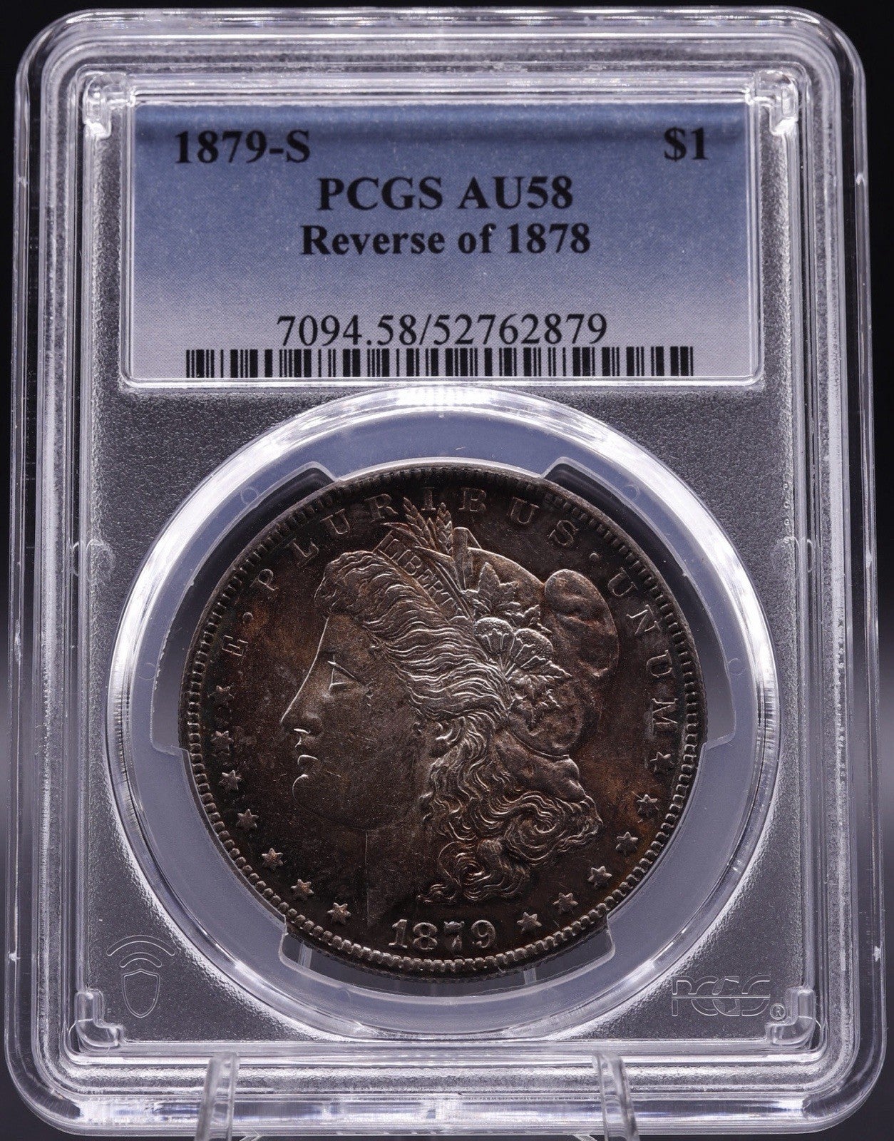 1879-S Morgan Dollar PCGS AU58 Reverse of 1878 Key Variety - Toner