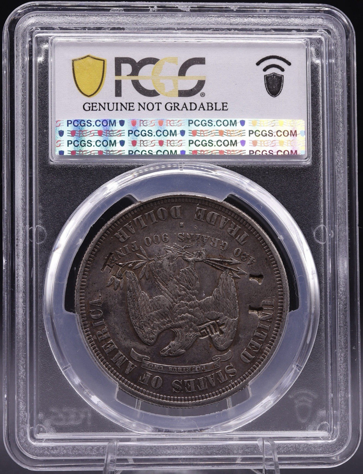 1876-S Trade Dollar T$1 Silver PCGS Genuine Chopmarked Graffiti AU Detail