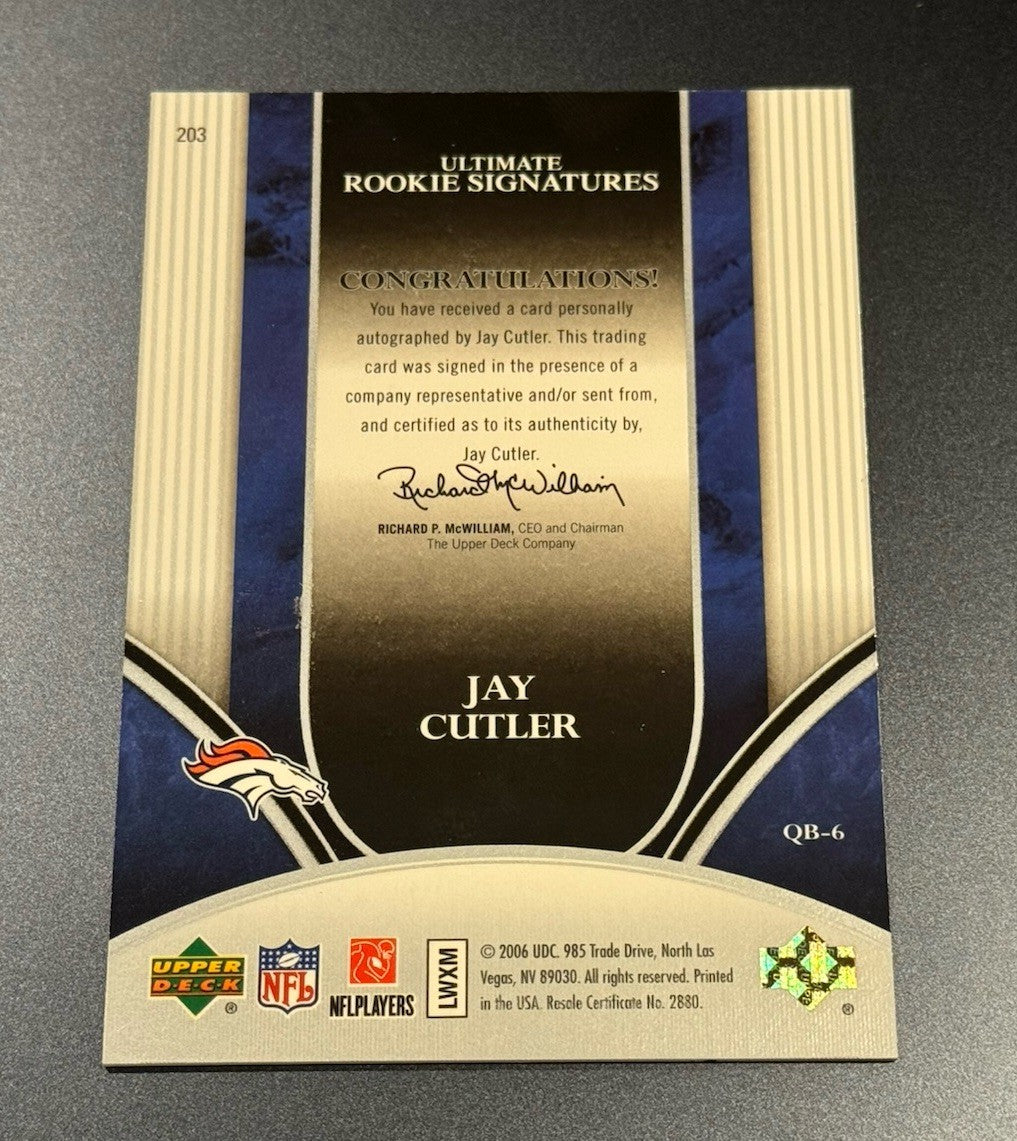 2006 Ultimate Collection Jay Cutler Rookie Auto RC #85/99 • Denver Broncos QB