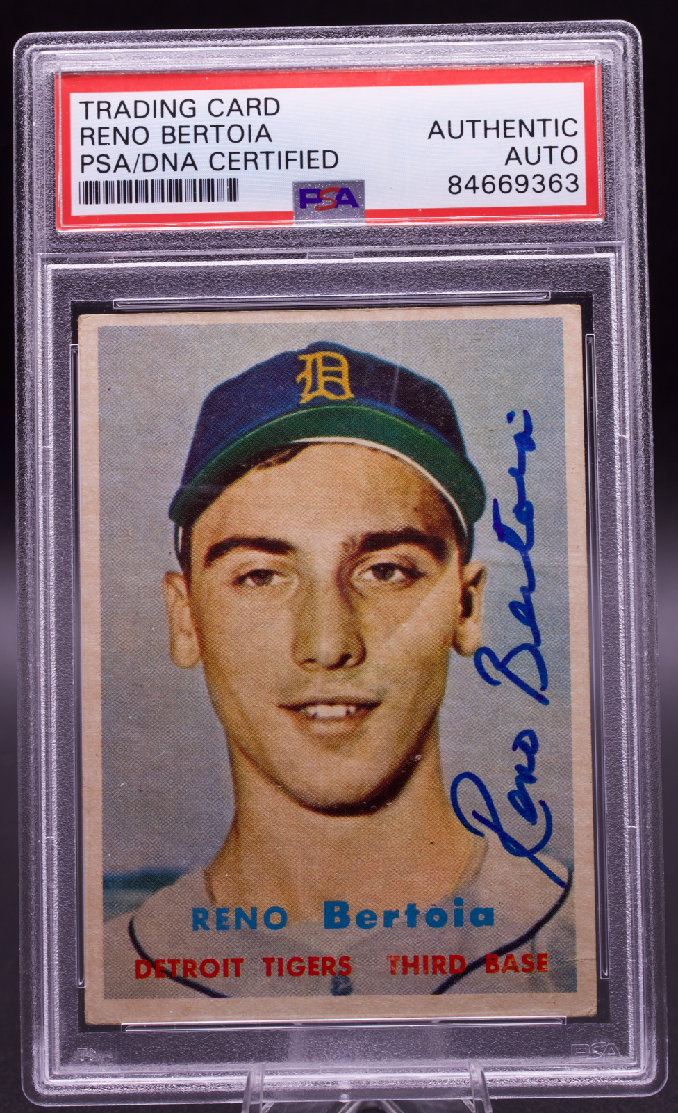 1957 Topps Reno Bertoia #390 PSA Authentic Auto Signed Detroit Tigers Vintage