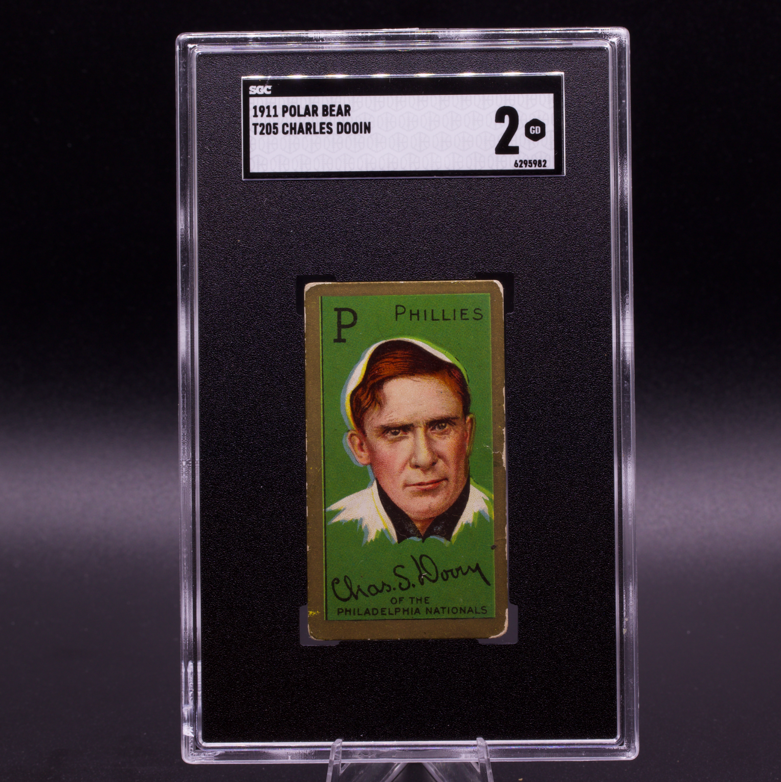 1911 T205 Charles Dooin Gold Border Polar Bear Back SGC 2 Phillies Vintage