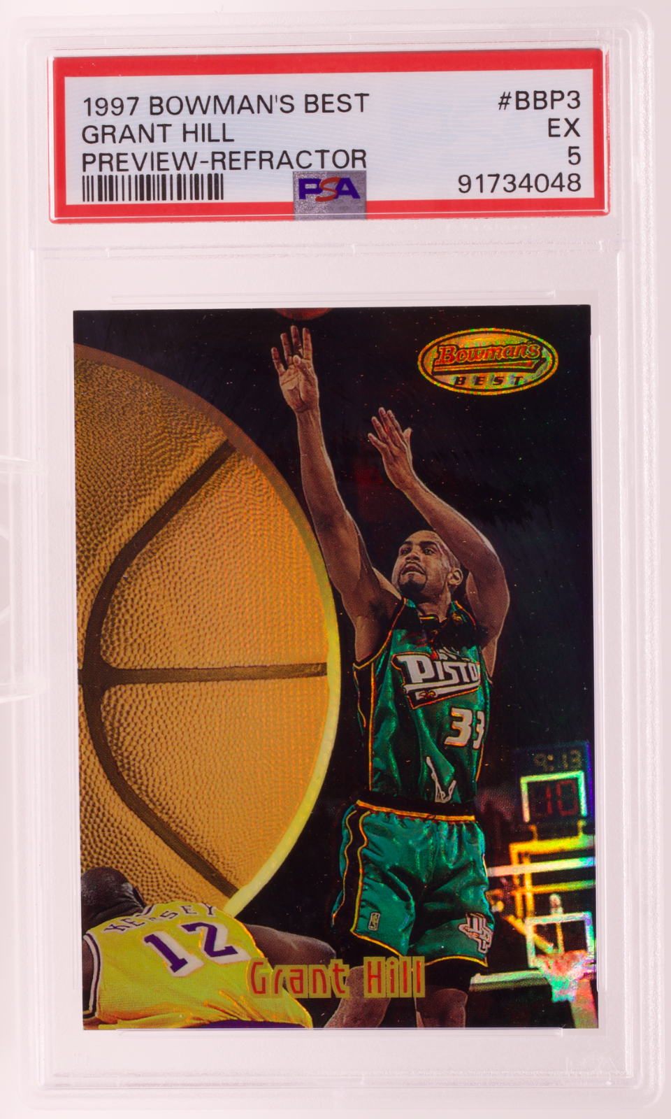 1997 Bowman's Best Grant Hill Preview Refractor #BBP3 PSA 5 EX Pistons Duke HOF