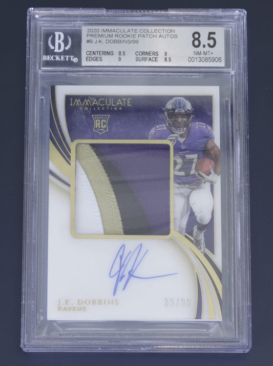 2020 Immaculate Premium RPA J.K. Dobbins Ravens 35/99 BGS 8.5 Auto 10 Patch #9
